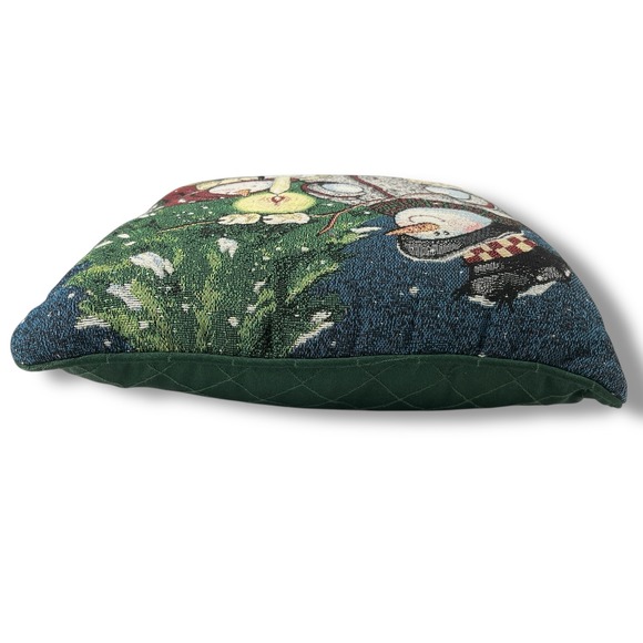 Sandi Gore Evans Snowman Tapestry Throw Pillow Smores 5¢ Christmas VTG - Picture 3 of 8